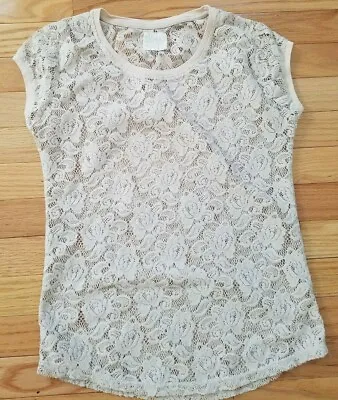 Womens Zara Trafaluc Collection Ivory Floral Sheer Lace Top Boho Festival S • $7.99