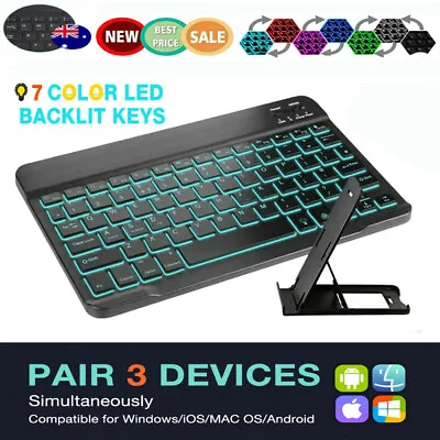 LED Rechargeable Bluetooth Keyboard For MAC IOS Android PC IPad Windows Tablet • $26.58