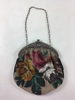 $50 • Buy Vtg Floral Design Victorian Frame Purse Beaded READ Alpaca German Clutch Bag