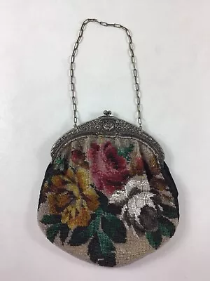 $50 • Buy Vtg Floral Design Victorian Frame Purse Beaded READ Alpaca German Clutch Bag