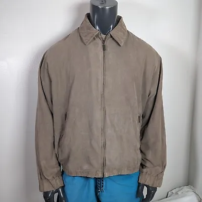 Vintage Weatherproof Garment Co Brown Bomber Faux Suede Jacket Size XL • $23.99