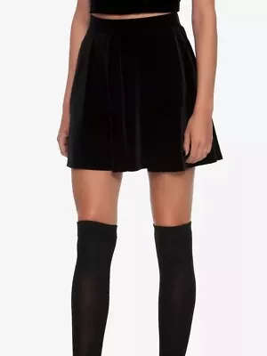 Hot Topic Skater Skirt Suede Velvet Black Goth Mini Skirt Emo Gothic Alternative • $20