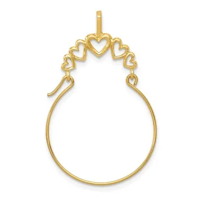 10K Yellow Gold Polished 5-Heart Charm Holder Pendant • £72.34