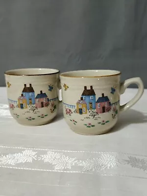 Vintage Set Of 2 International Tableworks Heartland Farm Coffee Mugs  • $20