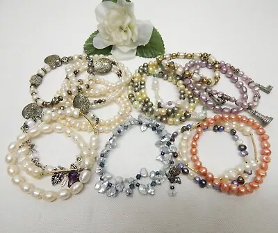 Genuine Pearl Bead Bracelet Lot W/ Assorted Accent Beads - Vintage To Now • $15.50