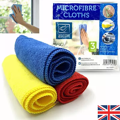 Large Microfibre Cloths Soft Cleaning Duster Window 40x40 Car Glass Kitchen • £2.79