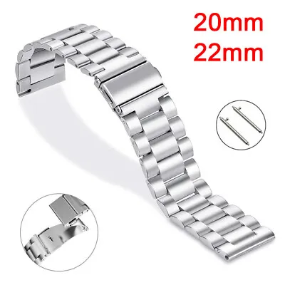 Stainless Steel Metal Watch Band Strap Replacement Bracelet 20mm 22mm Wristband • £8.99