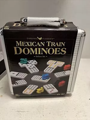 Mexican Train Dominoes Deluxe Set Aluminum Carry Case Brand New • $19.99