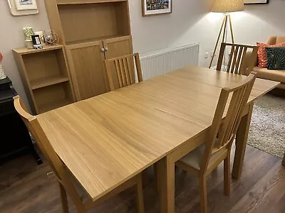 IKEA Bjursta Extendable Dining Table Light Oak With 4 Chairs • £79.99