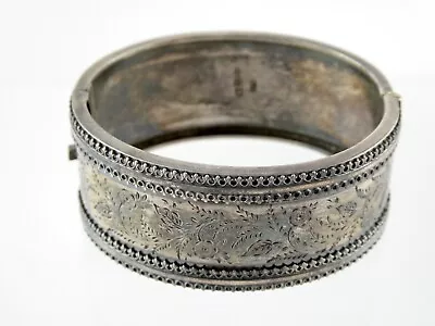 Antique SB Samuel Buell English Sterling Silver Hinged Bracelet 6.5 Inches 30.6g • $450