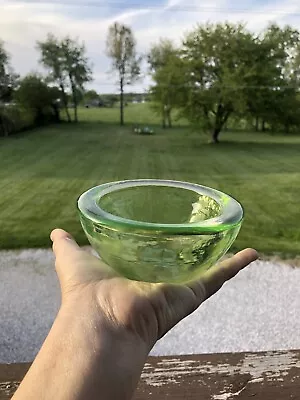 1960's MURANO GLASS ITALIAN GREEN COLORED BOWL VINTAGE THICK HEAVY • $50