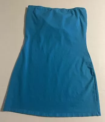 Moda International Babydoll Tube Top Mini Dress Size Large Blue Padded Bra • $8.99