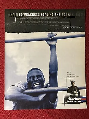 Marines Recruitment “Pain Is Weakness” 1999 Print Ad - Great To Frame! • $6.95