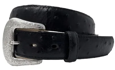 Tony Lama OSTRICH DRESS Black Leather Belt Size 36 Made In USA  C1373L   NWT • $54.95