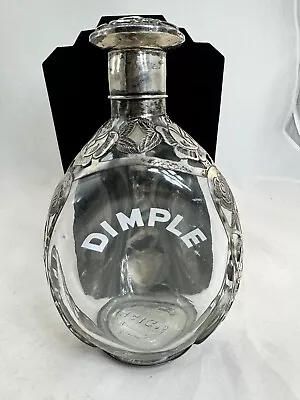 Haig Dimple Pinch Bottle With Sterling Overlay 3 Sided Decanter Scotch Whiskey • $97.88