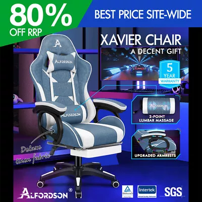 ALFORDSON Gaming Chair Office Massage Racing Computer Seat Fabric Footrest • $139.95