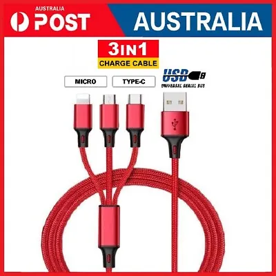 3 In 1 Multi USB Charger Charging Cable Cord For Mobile Micro USB TYPE Android • $5.50