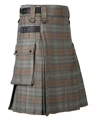 Black Watch Weathered Tartan Leather Straps Utility Kilts • $59.97