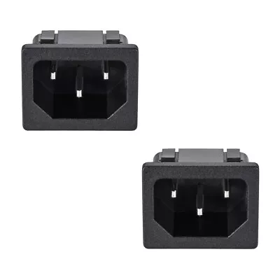 2pcs C14 Panel Mount Plug Adapter AC 250V 10A 3 Pins IEC Inlet Socket • $13.68