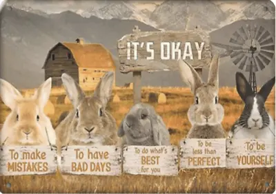 Rabbit Bunny Its Ok To Make Mistakes Quotes Metal Sign Plaque • £6.99