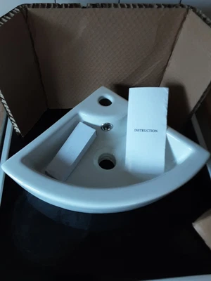 £15 • Buy Small Quarter Corner Basin Sink Wall Mounted With Mono Mixer Tap | Tulla 