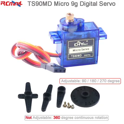 2pcs 90/180/270/360 Degree TS90MD 9g Micro RC Digital Servo Motor Metal Gear • $11.39