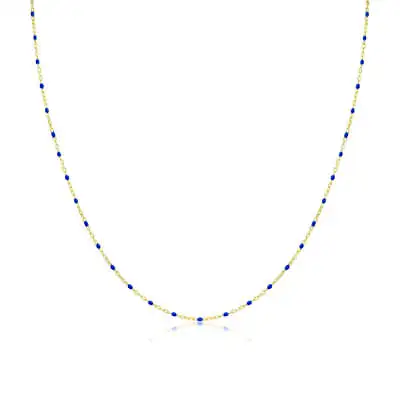 Blue Enamel Dainty Layering Chain 14kt Yellow Gold • $290