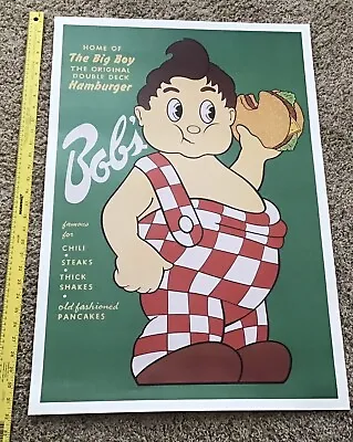 Vintage Framable Large Bob’s Big Boy Poster. 22x32 Colorful • $29.99