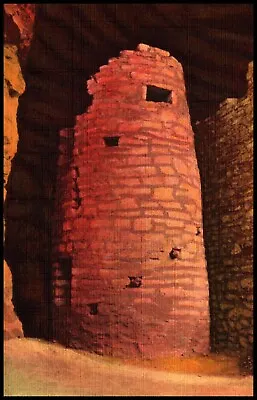 Manitou Springs CO Watch Tower In Ancient Ruins Colorado Linen Postcard 531 • $3.15