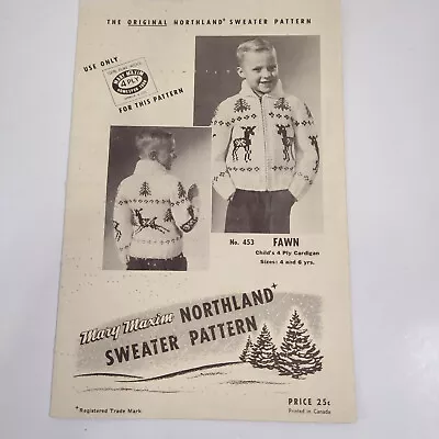 Vintage MARY MAXIM Northland Sweater Pattern #453 Fawn Deer Design 4-6 Years Old • $8.99