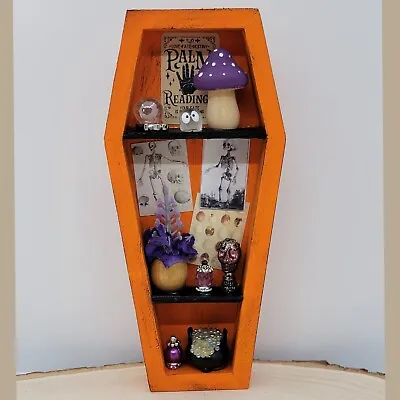 Coffin Shelf Halloween Witch Room Shadow Box Diorama Miniature Haunted Dollhouse • $35.04