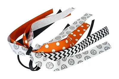 Volleyball Hair Bow - Black & Orange - Choose Colors - Glitter Sports Ribbon • $13