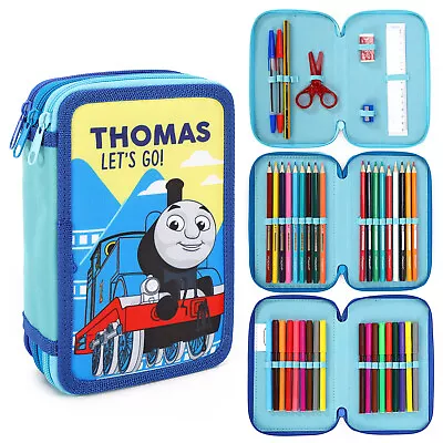 Thomas Engine 3 Tier Pencil Case Multi Compartment Colouring Pens Pencils Set • £9.99