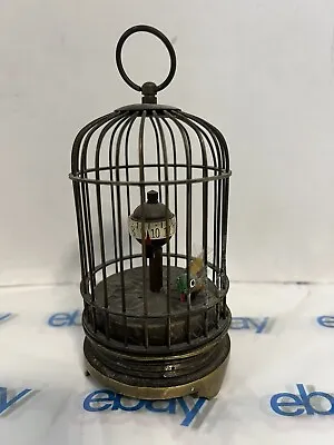 Vintage Brass Bird Cage Clock /Ticking Bird Automaton Clock/ Mechanical Clock 5” • $100