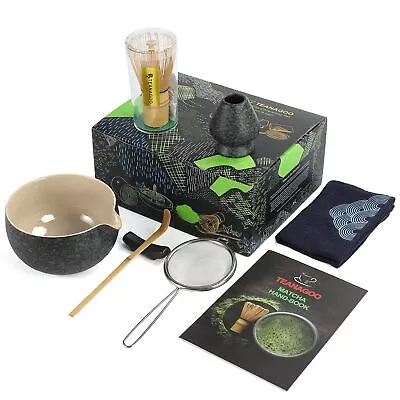 Japanese Tea Ceremony Set - Matcha Bowl Bamboo Whisk Scoop Holder And Mat... • $45.56