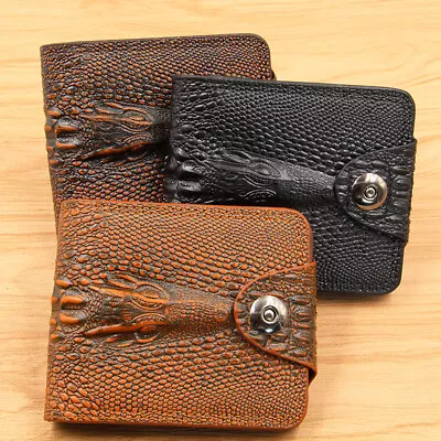 Fashion Business Men Wallet Crocodile Pattern Line Magnetic Buckle Short Wallet • $17.88