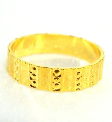 Unisex 24K Yellow Gold Plated 4mm Engagement Band Ring 4mm Size 8 P UK Seller • £13.32