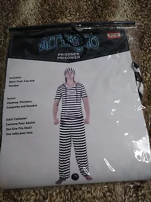 Adult Prisoner Convict Halloween Costume Black White Stripes Adult One Size  • $15.29