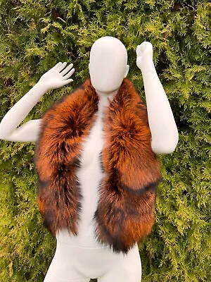 Silver Fox Fur Stole 47' Inch (120cm) Saga Furs Top Quality Orange Color Fur • $180