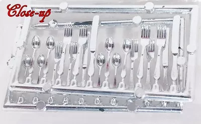 SET Of 20 MINIATURE FORMAL DINING SILVERWARE DOLLHOUSE 4-KNIVES 8-FORKS 8-SPOONS • $3.69