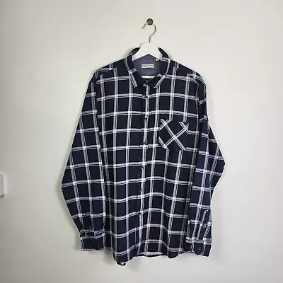 Kangaroo Poo Shirt Mens Checked Flannel Shirt Navy  Large Long Sleeve XL A304 • £6.48