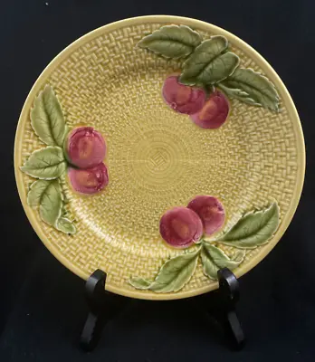 Vintage Majolica Germany Salad Plate 7.5  Basket Weave Fruit 2872 - Yellow • $7.99