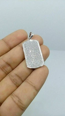 $90.35 • Buy 2Ct Lab Created Diamond Men's Dog Tag Charm Pendant 14K White Gold Plated Silver