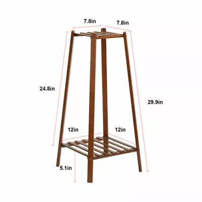 30 /38 /46  Tall Bamboo Plant Stand Flower Pot Display Rack Shelf Indoor Outdoor • $25.95