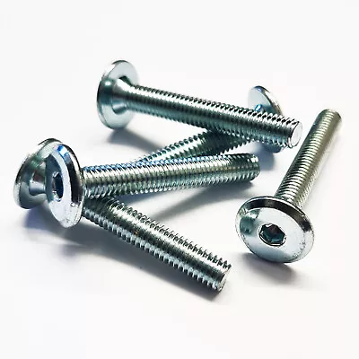 (5 PACK) M6 Flat Socket Furniture Bolts Allen Key IKEA Beds Cot Zinc • £2.74