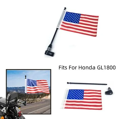Blk Motorcycle Rear Side Mount Flag Pole American Nylon For GL1800 Luggage Rack • $14.89