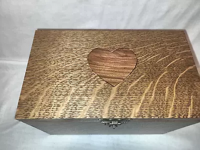 Quarter Sawn White Oak Box With Bolivian Rosewood Heart Inlay • $120