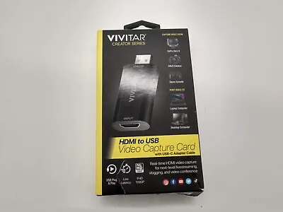 Vivitar Creator Series HDMI To USB Video Capture Card With Real-time HDMI Video • $10.95