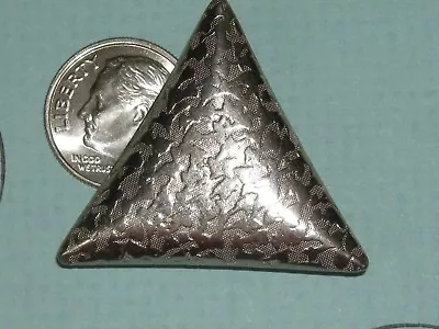 1 1/4  Large Antique Vintage 2 Piece Stamped Triangle Design Silver Metal Button • $1.25