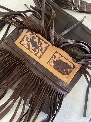 £48.67 • Buy RARE Vintage Leather Fringe Crossbody Shoulder Bag Purse Boho Hippie Mexico